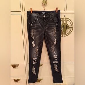 Bebe Charcoal Embellished Skinny Jeans